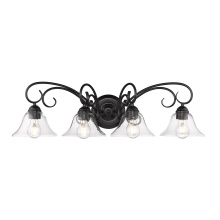 Golden 8606-BA4 BLK-CLR - Wry Lighting Homestead 4-light Vanity in Matte Black